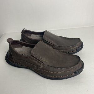 IZOD Thomas Mens Memory Foam Brown Faux Leather Slip On Shoes